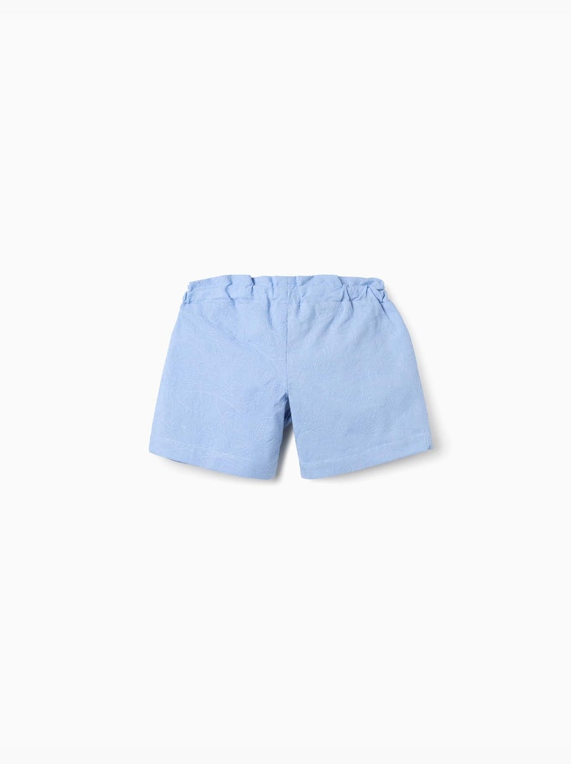 Shorts de algodón con bordado y cinturón Azul claro - Kiabi