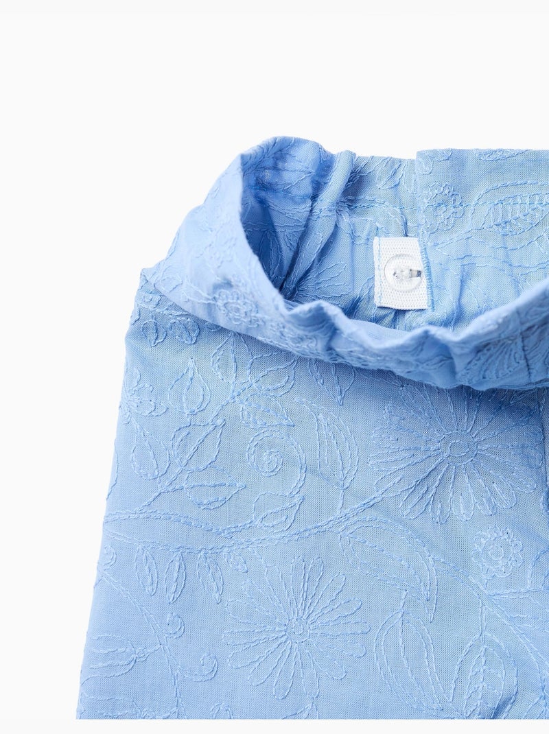Shorts de algodón con bordado y cinturón Azul claro - Kiabi