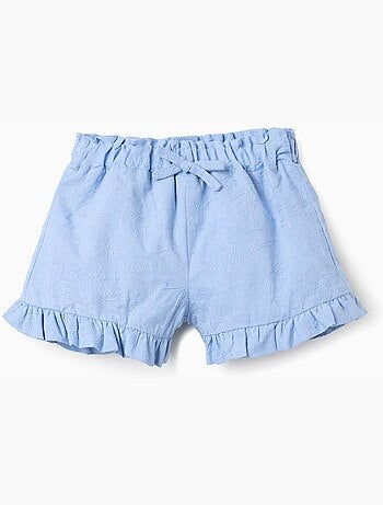 Shorts de algodón con bordados y volantes