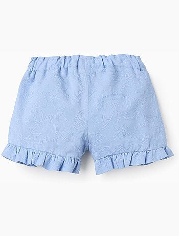 Shorts de algodón con bordados y volantes