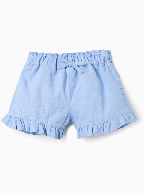 Shorts de algodón con bordados y volantes - Kiabi