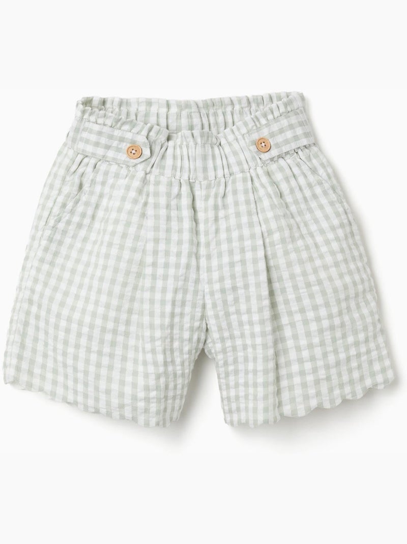 Shorts de algodón con estampado Vichy B&S Verde claro - Kiabi