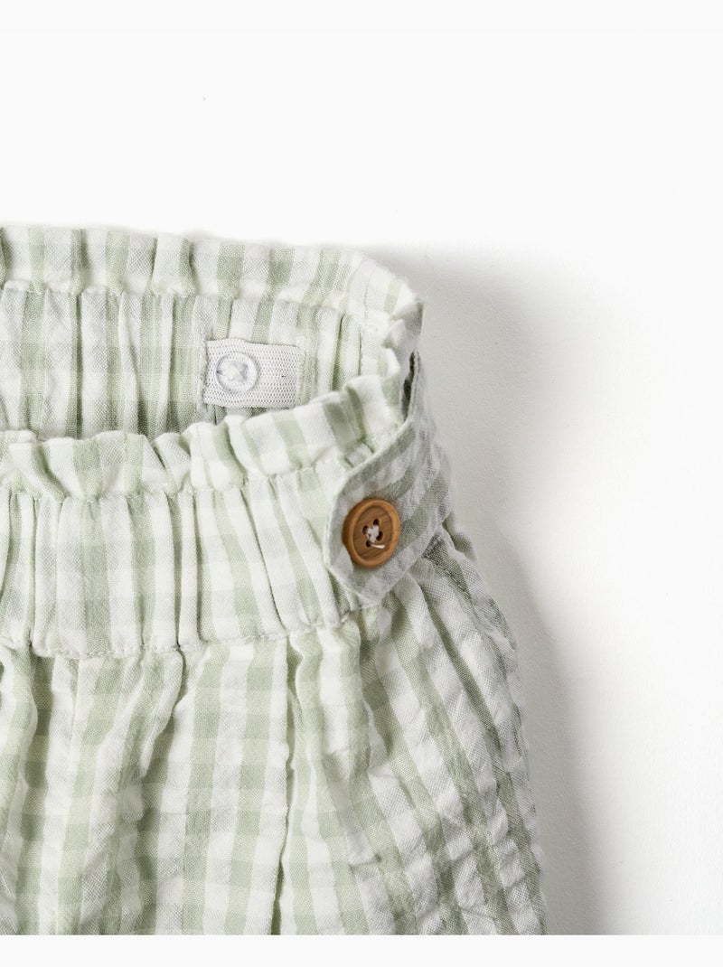 Shorts de algodón con estampado Vichy B&S Verde claro - Kiabi