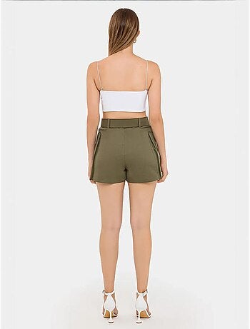 Shorts de algodón de cintura alta con detalle de bolsillo y cinturón hiccup