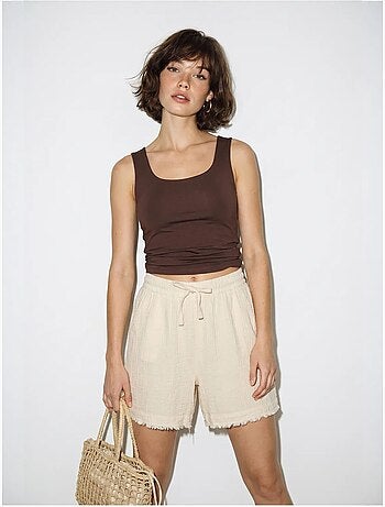 Shorts de algodón de tiro alto y pernera ancha lucci