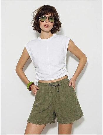 Shorts de algodón de tiro alto y pernera ancha lucci