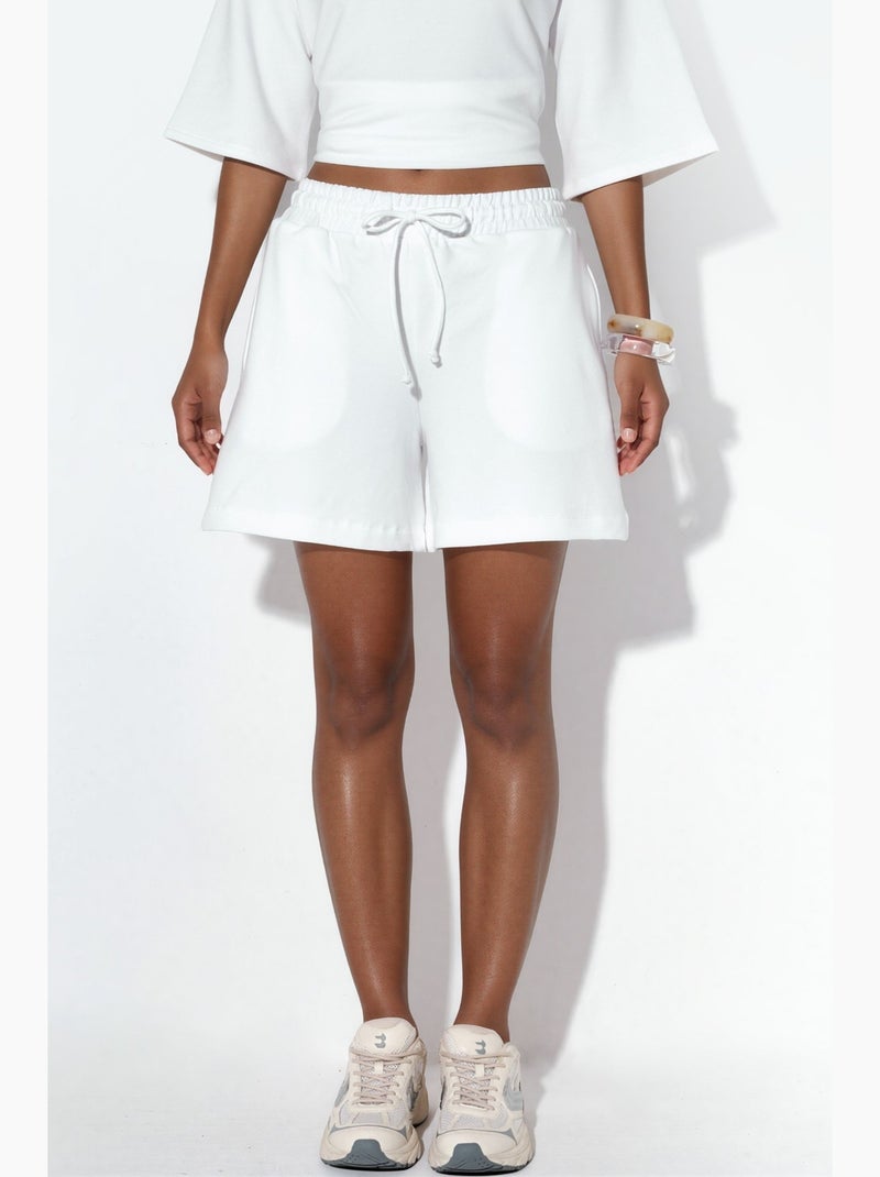 Shorts de chándal de tiro medio con cordón busem Blanco - Kiabi