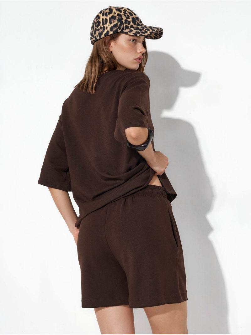 Shorts de chándal de tiro medio con cordón busem Marrón chocolate - Kiabi