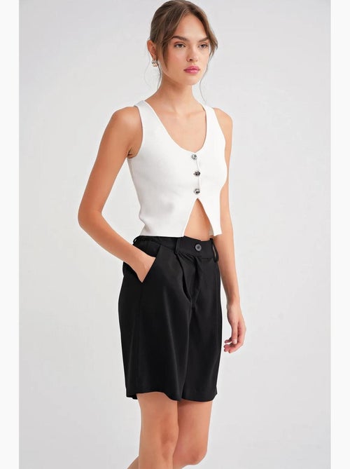 Shorts de cintura alta con bolsillo y botones mixray - Kiabi Shorts de cintura alta con bolsillo y botones mixray - Kiabi