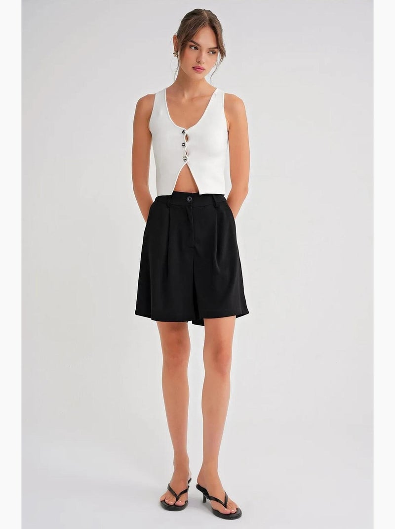 Shorts de cintura alta con bolsillo y botones mixray Negro - Kiabi