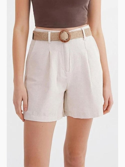 Shorts de cintura alta y pierna ancha con detalle de accesorio mixray - Kiabi