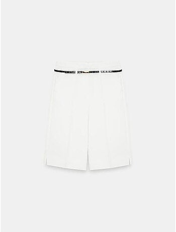 Shorts de crepé de tiro alto y pernera ancha con cinturón dilvin