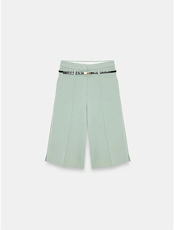 Shorts de crepé de tiro alto y pernera ancha con cinturón dilvin