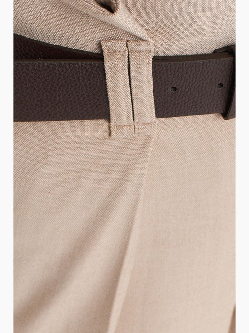 Shorts de crepé sastre a cintura alta con cinturón dilvin Beige arcilla - Kiabi