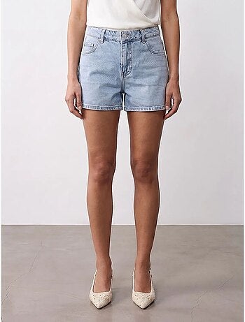 Shorts de denim de lino de tiro alto dilvin