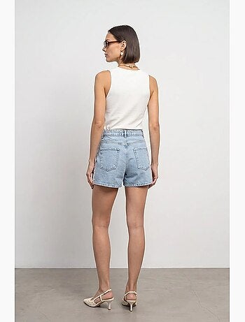 Shorts de denim de lino de tiro alto dilvin
