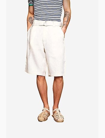 Shorts de lino con cintura alta y cinturón giesto