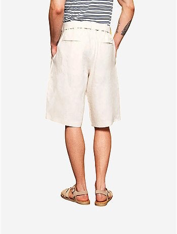 Shorts de lino con cintura alta y cinturón giesto