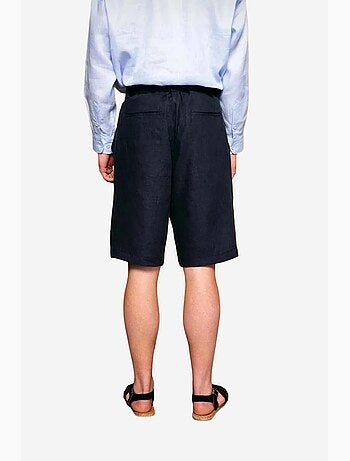 Shorts de lino con pernera ancha y cinturón giesto