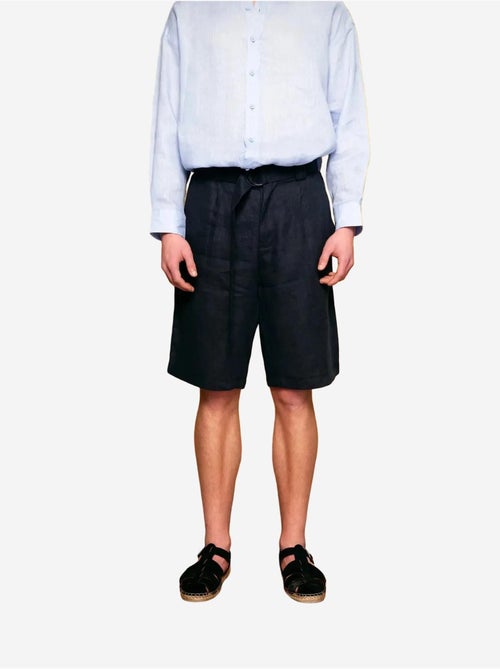 Shorts de lino con pernera ancha y cinturón giesto - Kiabi Shorts de lino con pernera ancha y cinturón giesto - Kiabi
