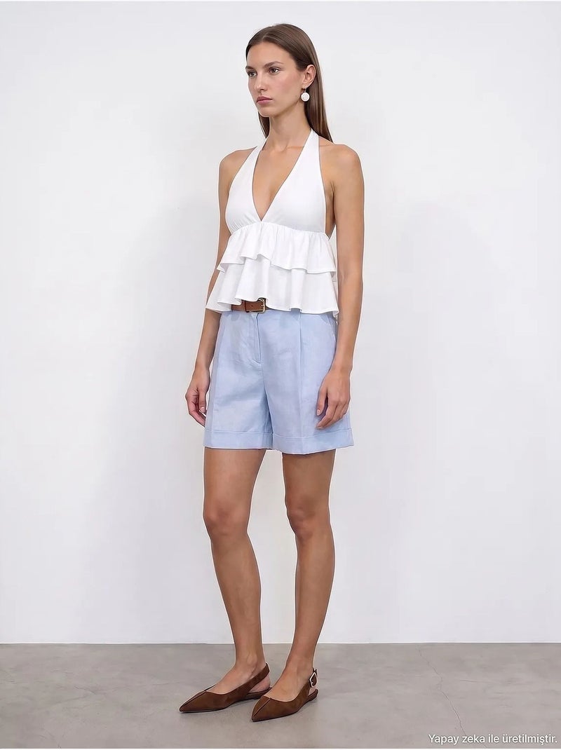 Shorts de lino dilvin Azul cielo - Kiabi