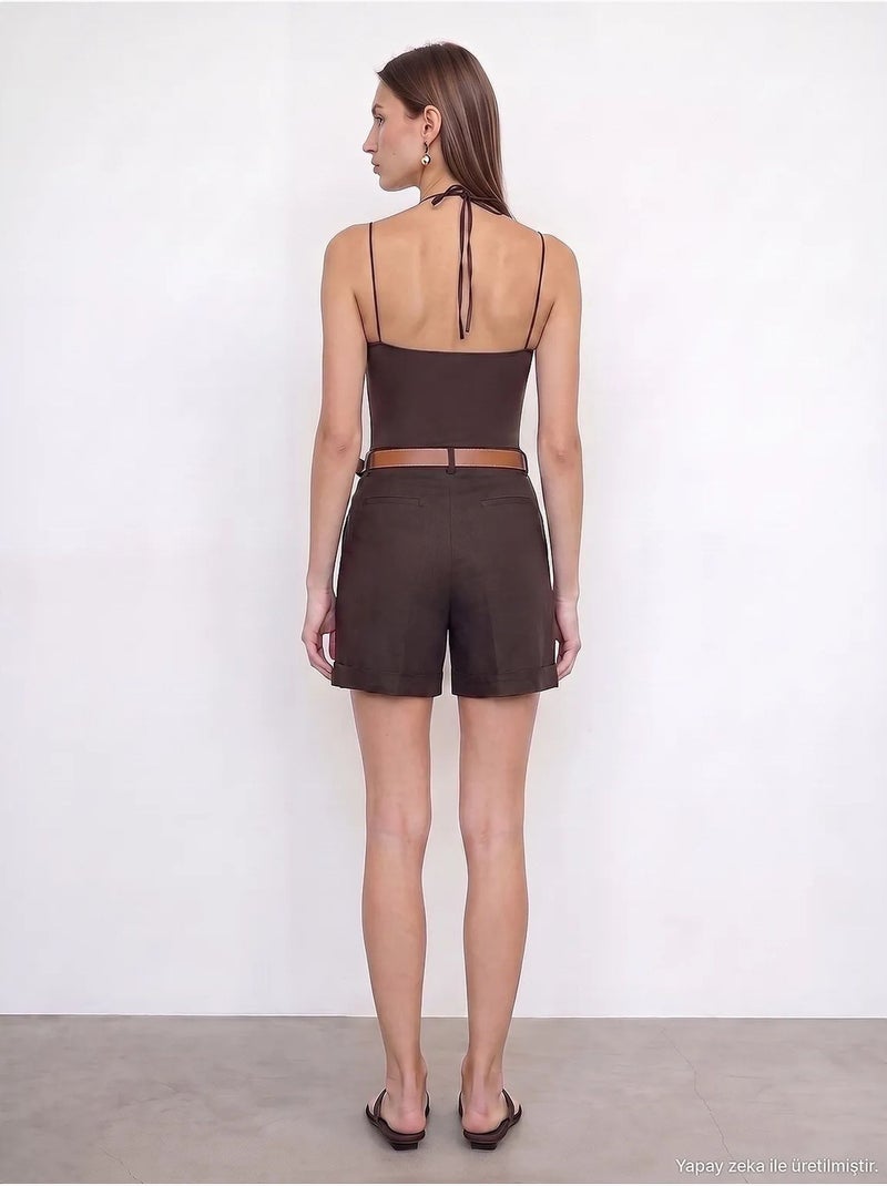 Shorts de lino dilvin Marrón chocolate - Kiabi