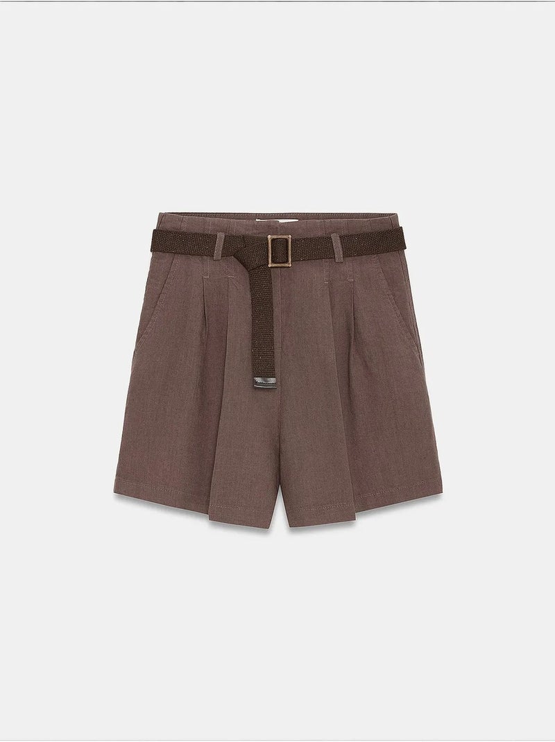 Shorts de lino dilvin Marrón - Kiabi