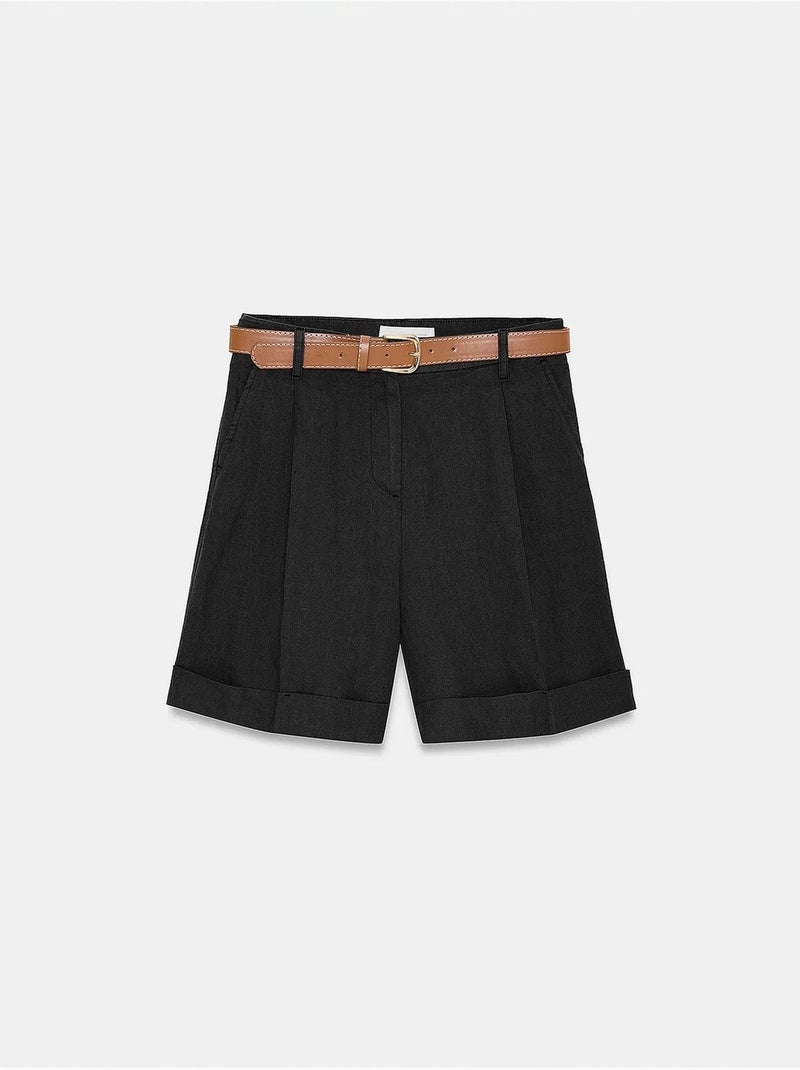 Shorts de lino dilvin Negro - Kiabi