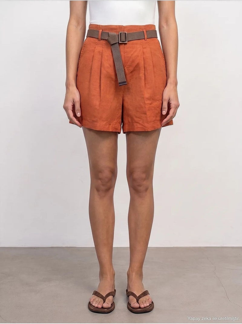 Shorts de lino dilvin Terracota - Kiabi