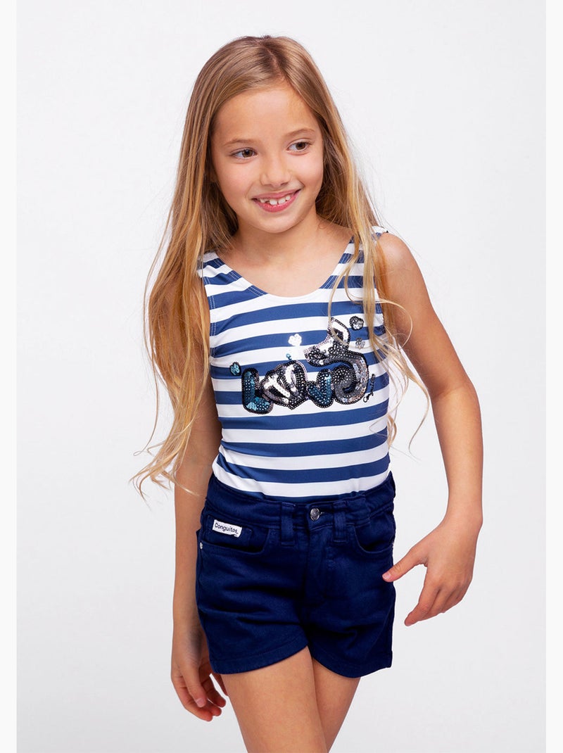Shorts de niña marino Azul real - Kiabi