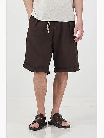 Shorts de pierna ancha relaxed fit de tiro medio con bolsillos giesto