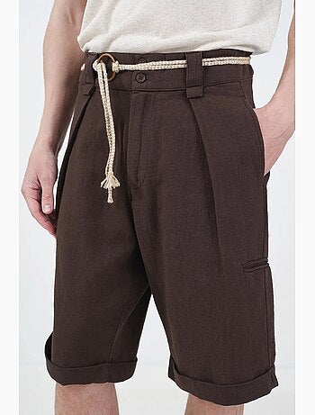 Shorts de pierna ancha relaxed fit de tiro medio con bolsillos giesto