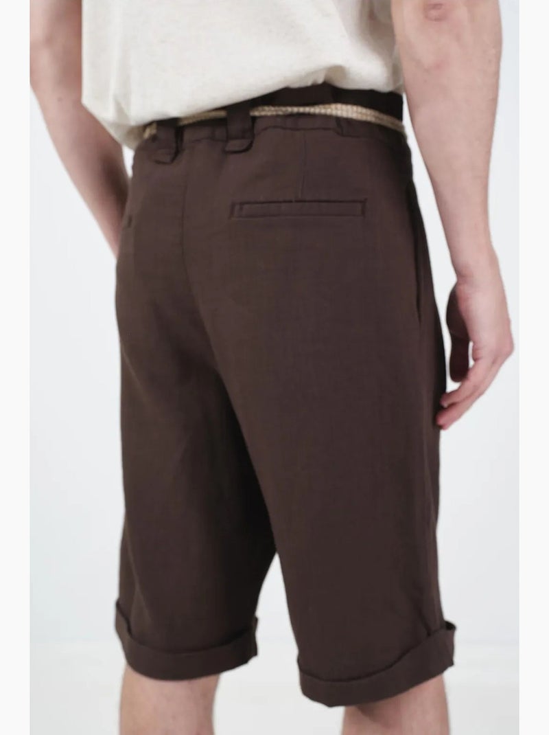 Shorts de pierna ancha relaxed fit de tiro medio con bolsillos giesto Marrón chocolate - Kiabi