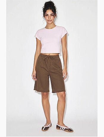 Shorts de pierna ancha y cintura alta en mezcla de algodón lucci