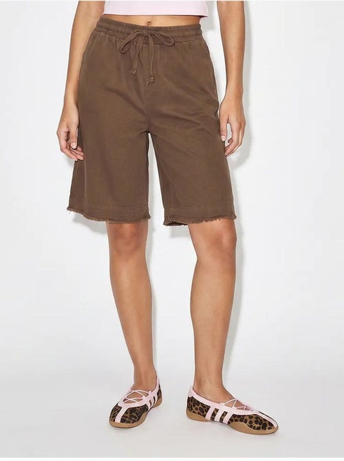 Shorts de pierna ancha y cintura alta en mezcla de algodón lucci - Kiabi Shorts de pierna ancha y cintura alta en mezcla de algodón lucci - Kiabi