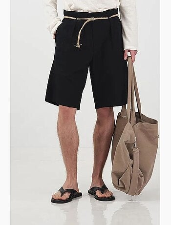 Shorts de popelina con cinturón, tiro medio y corte relaxed giesto