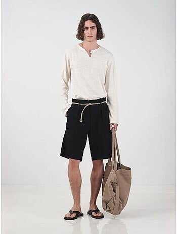Shorts de popelina con cinturón, tiro medio y corte relaxed giesto