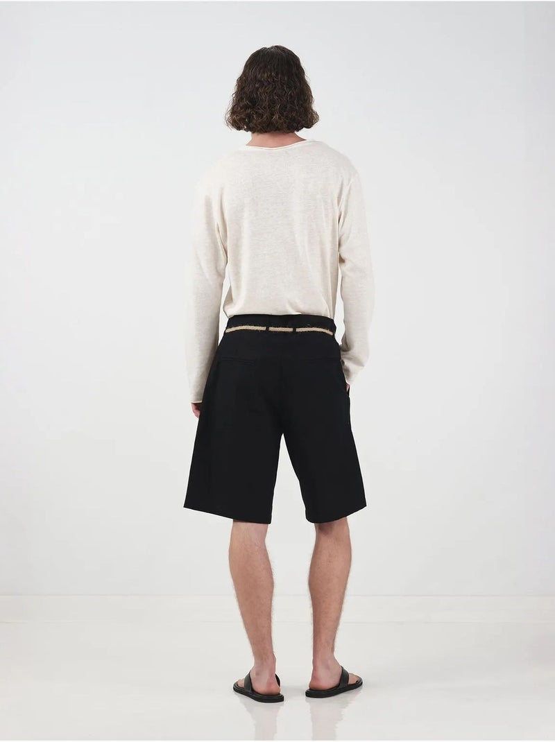 Shorts de popelina con cinturón, tiro medio y corte relaxed giesto Negro - Kiabi