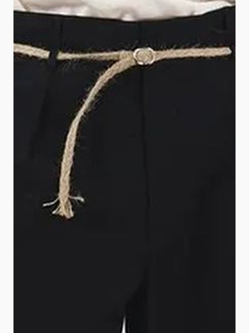 Shorts de popelina con cinturón, tiro medio y corte relaxed giesto Negro - Kiabi