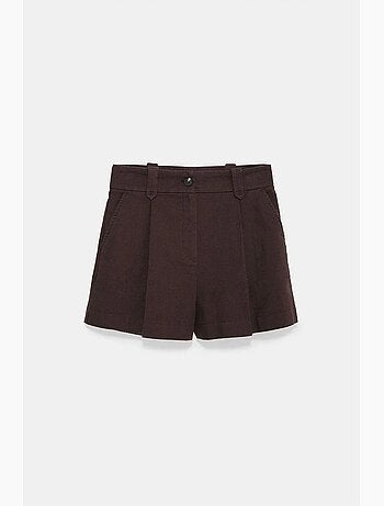 Shorts de popelina de algodón de cintura alta con cinturón dilvin