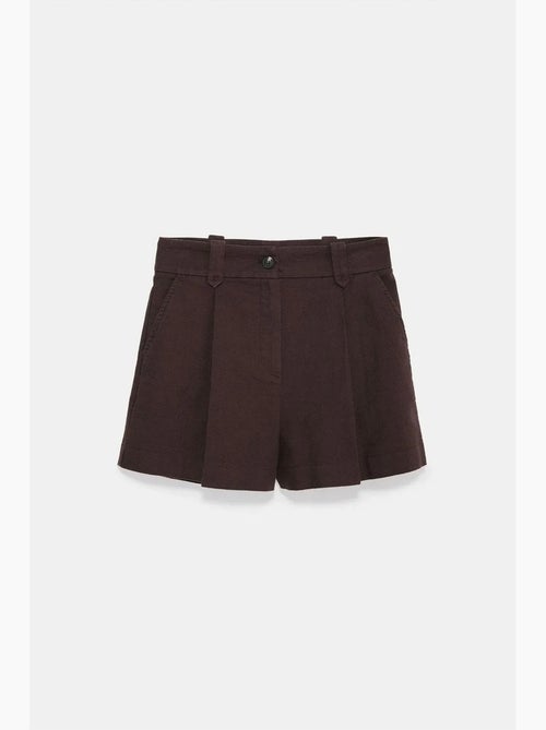 Shorts de popelina de algodón de cintura alta con cinturón dilvin - Kiabi Shorts de popelina de algodón de cintura alta con cinturón dilvin - Kiabi