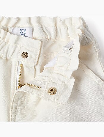 Shorts de sarga con bordado inglés