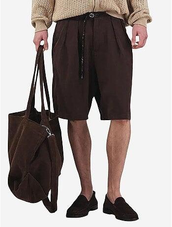 Shorts de tencel de tiro medio, pernera ancha y con cinturón giesto