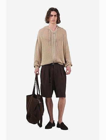 Shorts de tencel de tiro medio, pernera ancha y con cinturón giesto