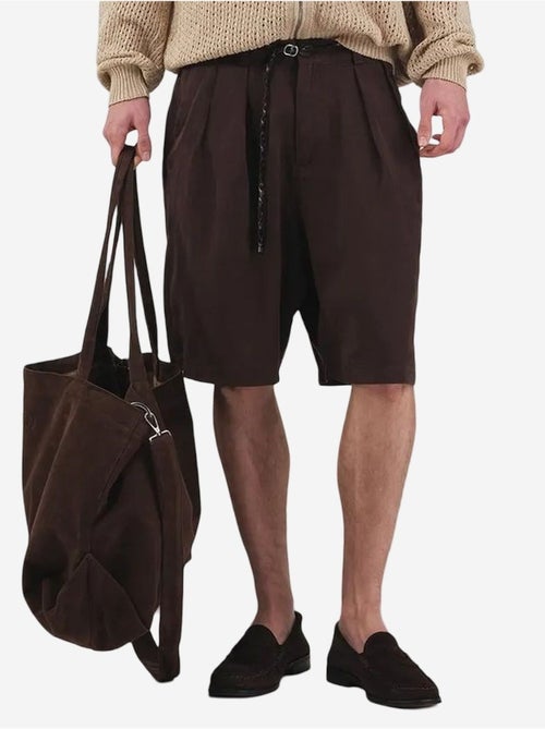 Shorts de tencel de tiro medio, pernera ancha y con cinturón giesto - Kiabi Shorts de tencel de tiro medio, pernera ancha y con cinturón giesto - Kiabi