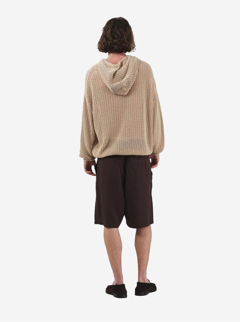 Shorts de tencel de tiro medio, pernera ancha y con cinturón giesto Marrón oscuro - Kiabi