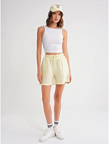 Shorts de tiro alto texturizados de pernera ancha mixray