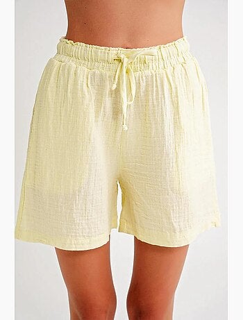 Shorts de tiro alto texturizados de pernera ancha mixray