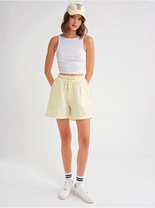Shorts de tiro alto texturizados de pernera ancha mixray - Kiabi