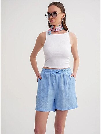Shorts de tiro alto texturizados de pernera ancha mixray
